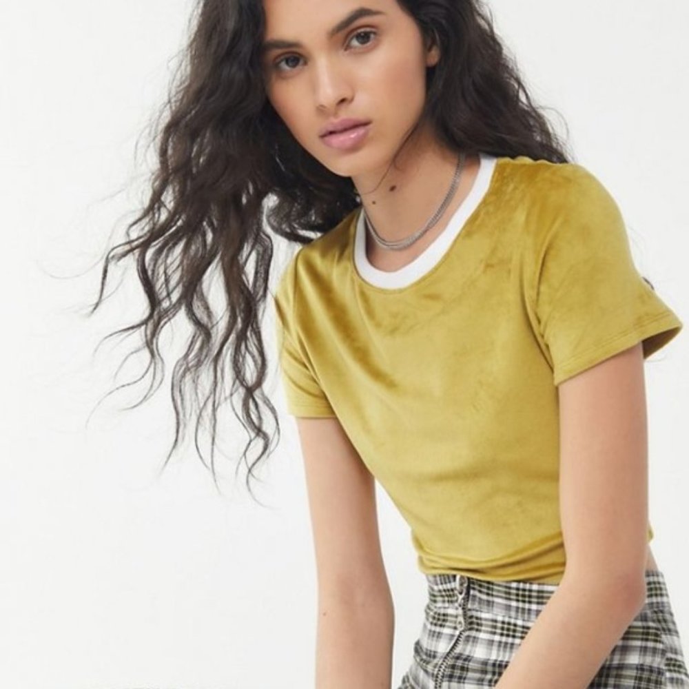 Urban Outfitters | NWT Velour Shortsleeve Crop Top